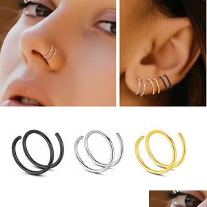 2/5 stks/pak Rvs Dubbele Lagen Neusring Piercing Voor Vrouwen Mannen Oor Tragus Oorbellen Lip Hoop Mode-sieraden 10Mm Dhgarden Otorh