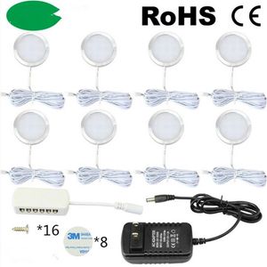 2 5W LED sous l'armoire lumières Puck lumière Ultra mince ronde décorative maison cuisine suspendus cas placard meubles éclairage 253U