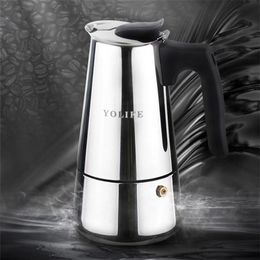 2-6 tasses en acier inoxydable Moka cafetière Moka expresso V60 Latte cuisinière filtre cafetière barista lait pichet outils 210408264m