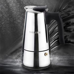 2 - 6 Cups Rvs Moka Koffiezetapparaat Mocha Espresso V60 Latte Stovetop Filter Koffie Pot Barista Milk Pitcher Tools 210408