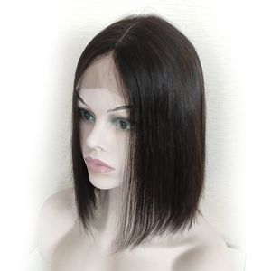 2 * 6 Front Lace Bob Wigs brésilien sans glue sans cueillette cueillette droite perruques avant cheveux humains pour femmes # 1b