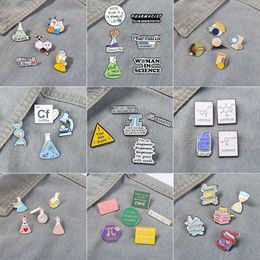 2-6 unids/set de alfileres de esmalte de ciencia y matemáticas, broche de laboratorio de química de científico personalizado, insignia de música de libro de gato, joyería, precio increíble