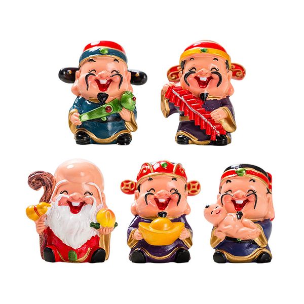 Statues de bouddha en résine originales Figurines Arts et artisanat chinois Fengshui 2.65 pouces hauteur gâteau Topper bénédiction Fortune sécurité