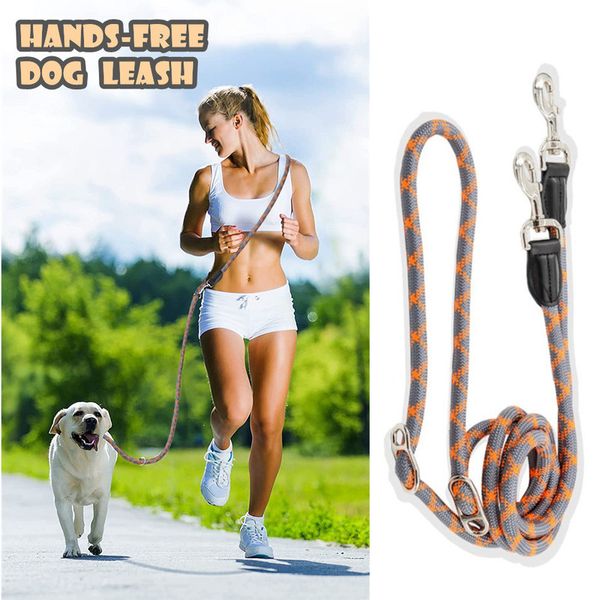 2,6 m Hands Free Dog Slip Laeh for Running Multifonctional Dog Training mène Nylon Double Lash pour chiot de petits grands chiens 0622