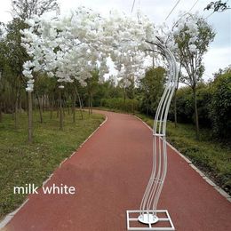 2 6M hauteur blanc artificiel fleur de cerisier arbre route plomb Simulation fleur de cerisier avec cadre en arc de fer pour les accessoires de fête de mariage319W