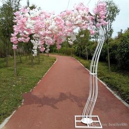 2 6m Hoogte Witte kunstmatige kersenbloesem Tree Road Lead Simulation Cherry Flower met ijzeren boogframe voor bruiloftsfeestprops2871