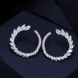 2,7 cm cirkel diamant ontwerper oorbel voor vrouw bruid bruiloft verloving wit 3a zirconia koper ronde luxe stud oorbellen sieraden dames feestvriend cadeau
