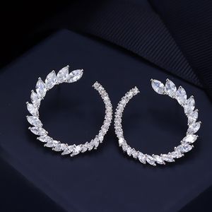 2,7 cm Circle Diamond Designer Boucle d'oreille pour femme mariée Engagement de mariage blanc 3a zirconi cuivre rond de luxe de luxe boucles d'oreilles