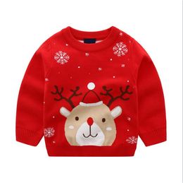 Vêtements de noël pour petites filles, 2-7T, pull chaud, haut, dessin animé, élan, mignon, pour garçons, automne et hiver