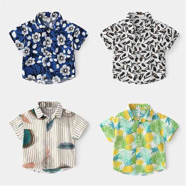 2-7t niño niño bebé niño niñas ropa de manga corta camisa floral boho playa impresión fiesta caballero verano vacaciones niños 210713