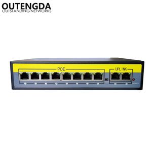 2 + 8 ports Adaptateur de commutateur PoE 100 Mbits / s Alimentation par Ethernet IEEE 802.3af / at pour caméras AP VoIP Alimentation intégrée Injecteur de commutateur 120 W