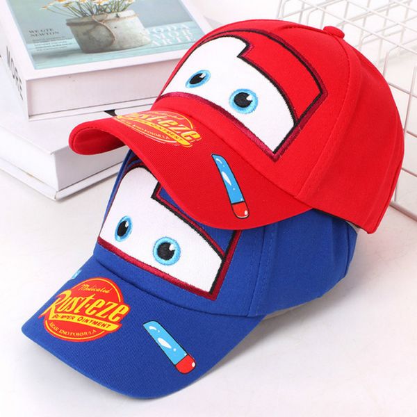 2-8 años Boy Girl Girl Spring Summer Children Cartoon Sun Gat Pixar Car Lightning 95 Niños Hip Hop popular Capilla de béisbol ajustable 30 piezas al por mayor