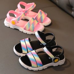 2-8 jaar meisjes regenboog sandalen zomer kinderen strand schoenen meisje mode prinses sandaal kinderen flats schoenen chaussure enfant fille 240219