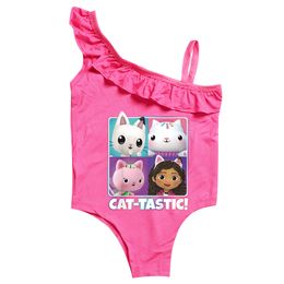 2-8 jaar Girls Swimsuit 2022 Nieuwe kinderen One Piece Swimwear Gabby's Dollhouse Children's Swimwear Cat-Tastic Baby Girls Beachwear