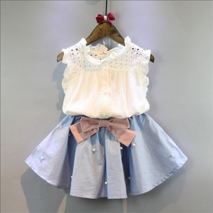 2-8 jaar Kinderkleding voor meisjes The Bow Rok en Kant Top Zomer Pak Koreaanse stijl Kinderkleding Sets Baby Peuter Set 435 y2