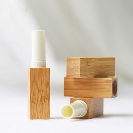 2.8G Lege Natural Bamboo Diy Lipstick Lip Balm Lip Tube Cosmetische container Lege lipglossbuis J35