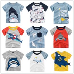 29 ans enfants garçons 100 coton à manches courtes requin dessin animé t-shirts vêtements enfants enfants été hauts vêtements