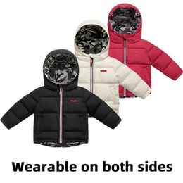 2-9Y garçons et filles épaissir chaud hiver vers le bas coton veste enfants Camouflage Double face 211027