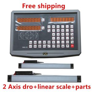 Freeshipping 2 Axis digital readout with 2pcs 50-1020mm linear scale / linear encoder / linear ruler for milling lathe machine