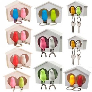 2 vogel sleutelhanger + huis nest fluitje sleutel houder ketting ring sleutelholder sleutelhanger sleutelring hanger rack G1019