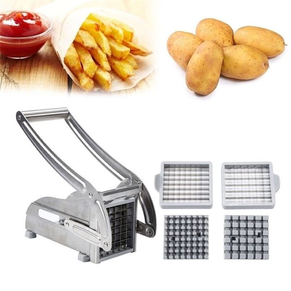 2 lames en acier inoxydable chips de pomme de terre faisant l'outil maison manuelle frites trancheuse machine de coupe frites machine de découpe de pommes de terre 2263J