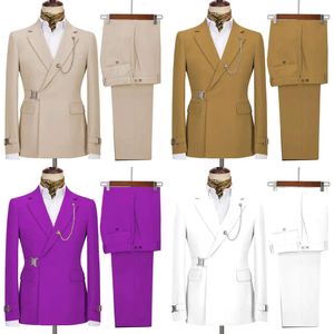 2 Blazers Pieces Men's Business Costumes réguliers Fit Notch Lapel Prom Tuxedos For Wedding Blazerpants 231117 31117
