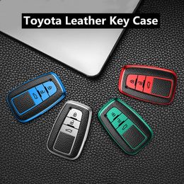 2 Knop 3 Knoppen Auto Sleutels Cover Lederen TPU Key Case Accessoires Auto's Beschermen Cover voor Toyota Prius Camry Corolla C-HR Chr RAV4 Prado