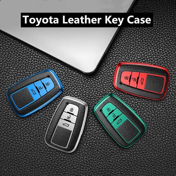 2 botones 3 botones Auto Keys Cover Leather TPU Key Case Accesorios Cars Protect Cover para Toyota Prius Camry Corolla C-HR CHR RAV4 Prado