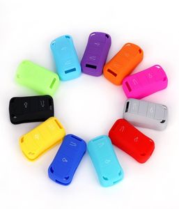 2 boutons Silicone Rubber Car Key Cover Cover Skin Skin FOB Protector Holder pour Porsche Cayenne Car Accessoires Clé Set3574390