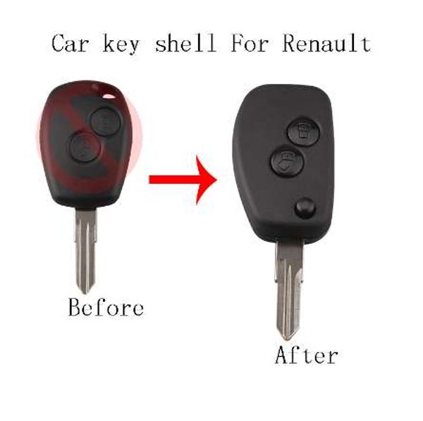 2 boutons VAC102 lame modifiée coque de clé de voiture à rabat pour Renault Dacia Duster Clio Espace rabat pliant porte-clés de voiture à distance