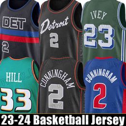 Cade Cunningham Basketball Jersey 23 2 Jaden Ivey Grant Hill Detroits Jerseys 33 11 Hombres Isiah Thomas Piston 2023 2024