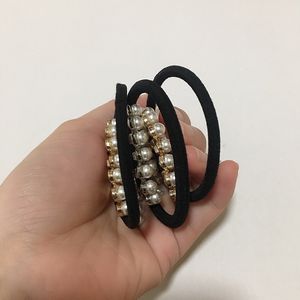 Elastici in lega di perle alla moda Corda per capelli ad anello a 2 colori per accessori per gioielli per copricapo C preferiti da donna regali per feste