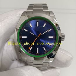 2 kleur automatische horloges authentieke foto voor mannen 40 mm blauwe wijzerplaat zwart 116400 gladde ringje roestvrijstalen armband bp maker mechanische bpf jurk horloge