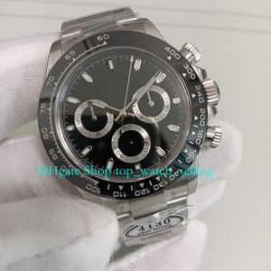 2 kleuren chrono horloge voor mannen 40 mm 12,3 mm ultra dunne zwarte wijzerplaat keramische ring 904L stalen armband saffier glas schone sport cal.4130 automatische chronograaf horloges voor heren