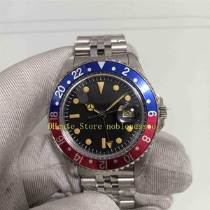 2 articles de couleur Mens Vintage Montres Real Po Men 40mm 1675 Noir Rouge Bleu Lunette BP Factory 2813 Mouvement Mécanique Men'300w