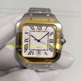 Automatische herenhorloges in twee kleuren Echte foto Heren Datum W2SA0009 Witte wijzerplaat 18K geelgoud Tweekleurige stalen armband WSSA0018 Horloges Sport mechanisch horloge