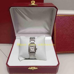 2 couleurs Real Po dans la boîte d'origine Montre Dames Cadran Argent 20mm Quartz Bracelet En Acier Inoxydable W51007 Lady Femmes Robe Cadeau Wome233E