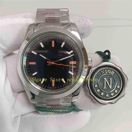 2 Couleurs Réel Po N Usine Montre 904L Hommes 40mm Vert Noir Orange Cadran Saphir 116400 Oyster Bracelet NoobF 2813 Mouvement Auto238267g