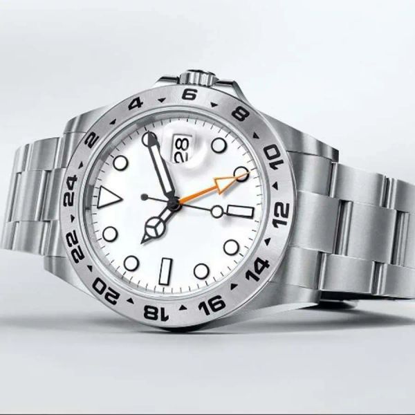 Selección de 2 colores Los mejores 42 mm 2 relojes de pulsera con relojes Asiamodified Explorer White Dial Black II para hombre