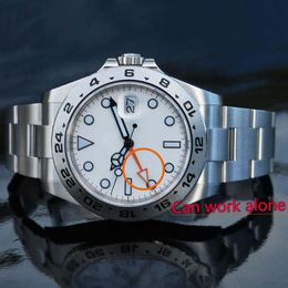 Selección de 2 colores El mejor movimiento 42MM 2813 con Asia 2813 modificado Explorer White Dial Black II Men Watch Relojes