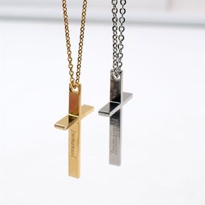 2 couleurs Argent Or choisir Mode Punk Hip-Hop Style en acier inoxydable Croix pendentif collier avec chaîne 24 pouces pour Hommes woemn2603