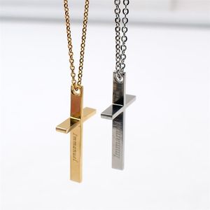 2 couleurs Argent Or choisir Mode Punk Hip-Hop Style en acier inoxydable Croix pendentif collier avec chaîne 24 pouces pour Hommes woemn185j