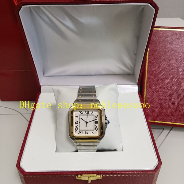 2 Couleur avec boîte Mentide montre Real Photo Men No Date 18k Yellow Gold Steel Silver Cadran Large W2SA0009 100 XL BRACEAUX D'AREILLETS INOXDUBLE MEILLES AUTOMATIQUES MENS