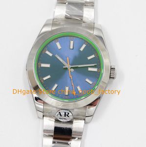 Montres-bracelets 2 couleurs Montre mécanique pour hommes 40 mm Cadran bleu Cristal vert Bracelet en acier inoxydable 904L ARf Cal.3131 Mouvement Montres automatiques