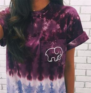 2 couleurs 2018 été mode femmes ivoire ella éléphant imprimé t-shirt femmes manches courtes femme t-shirt hauts fille tshirt1660028