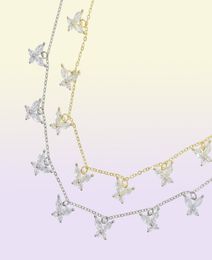 2 kleuren 925 Sterling zilveren ketting met vlindervorm verhard wit cz voor vrouwen bruiloft cadeau 2021 Summer Beach Cool Design7486713