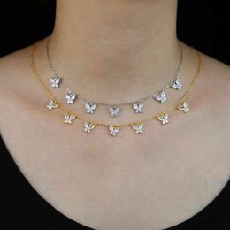 2 kleuren 925 sterling zilveren ketting met vlindervorm verharde witte cz voor vrouwen huwelijkscadeau 2021 zomer strand cool design278S