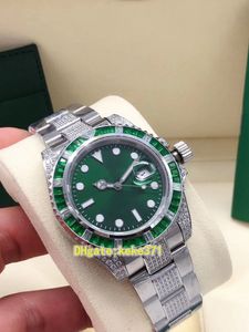 2 kleuren mannen horloges 116659 116610 40 mm polshorloges roestvrijgroene groene wijzerplaat saffier diamant rand luminescent automatisch mechanische heren horloge polshorloges