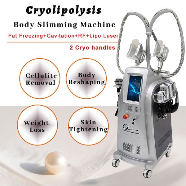 2 Cryo poignées cryolipolyse congélation des graisses perte de poids Machine corps minceur 40k cavitation Rf traitement abdominal lymphe drainée