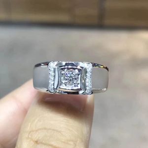 Sy Moissanite White 9k, 14k, 18K Gold Ring 1CT Heren Moissanite Lab Diamond Ring met certificaat